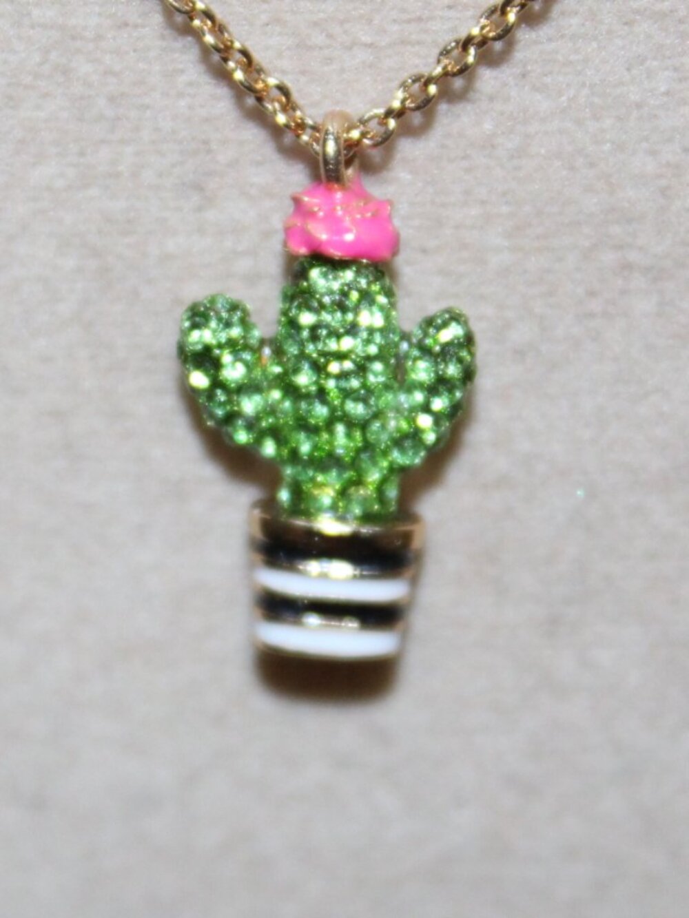 NWT Kate Spade Scenic Route Gold Plated Pave Cactus Necklace & Stud Earrings Set - Picture 9 of 12
